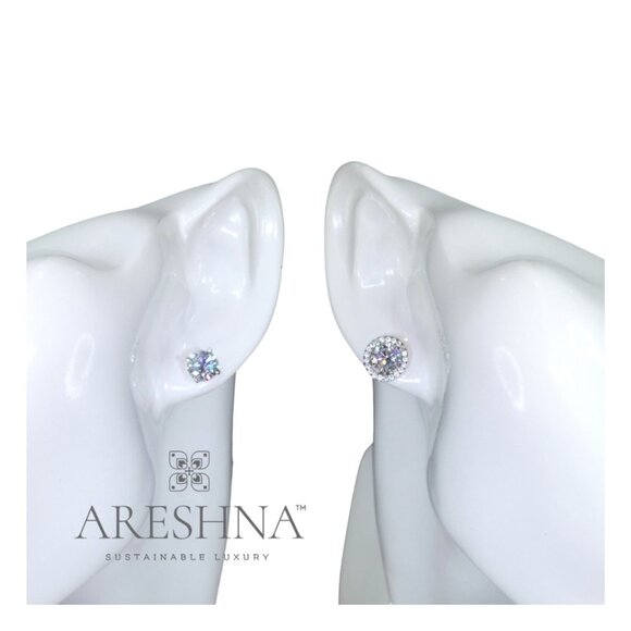 2.5 Carat Round Cut Lab Created Diamond Halo Earrings Stud Jackets Push Gift - Picture 8 of 12